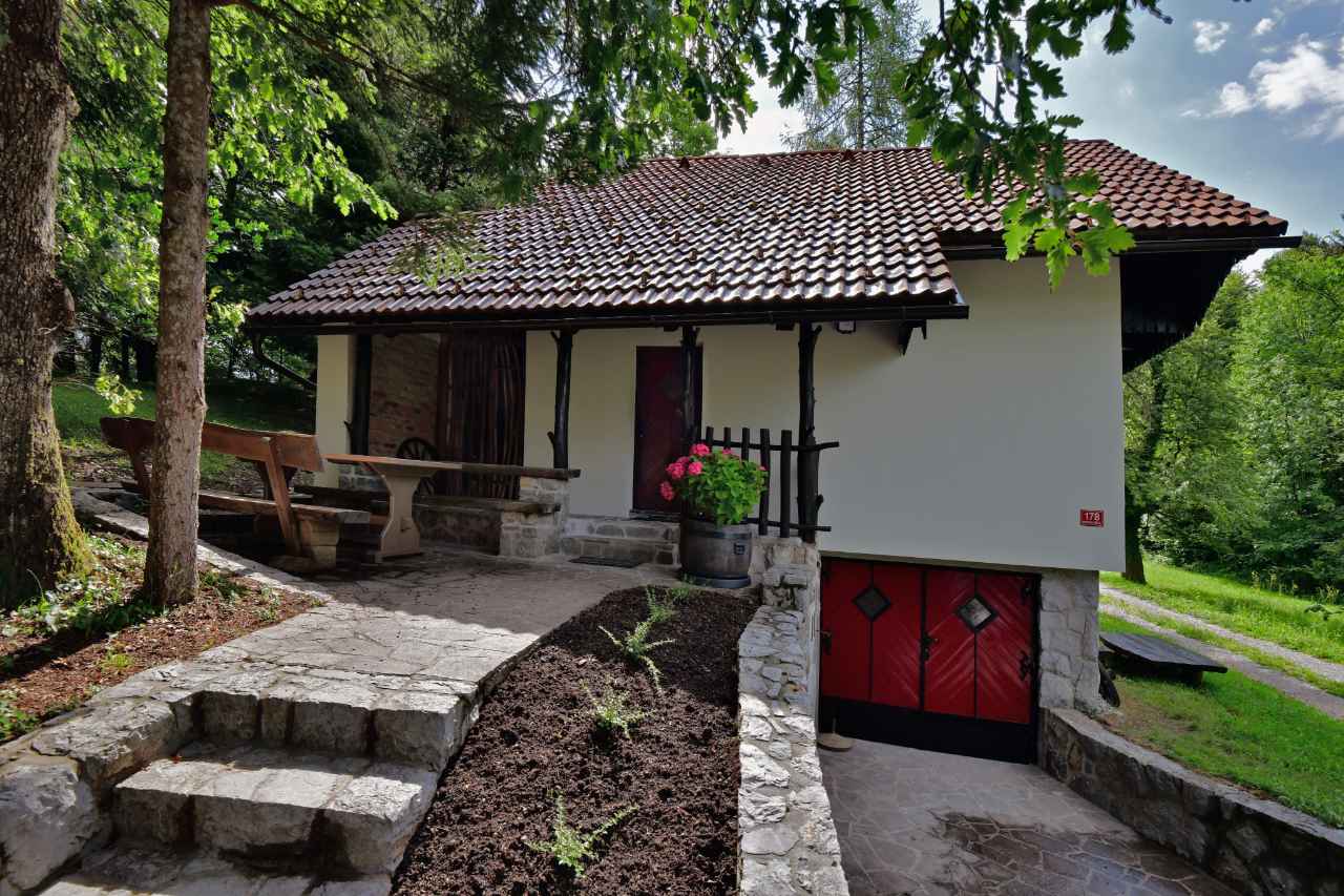 Koča Zaplana Sweet Stay Forest House - terrace and house entrance