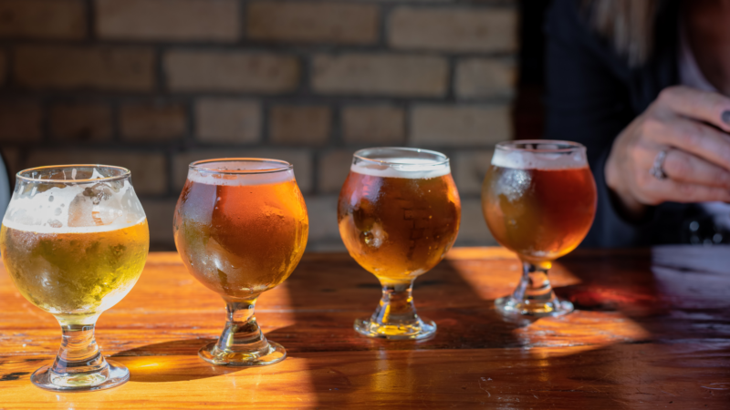 glasses of different kinds of beer